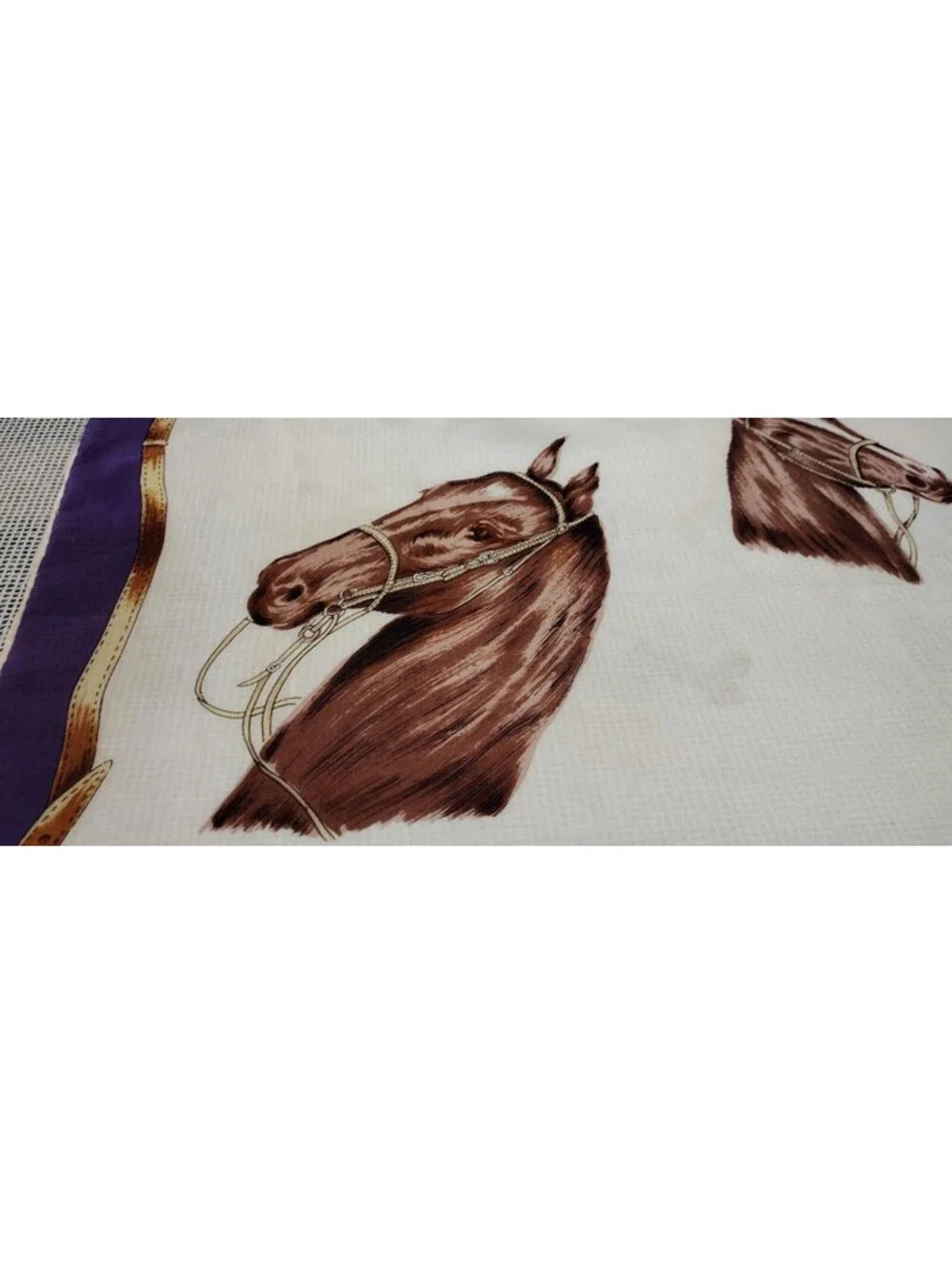 Vintage 40s 5os Horses Satin Brown Scarf Mens Country Chic Ranchwear Horse Faces